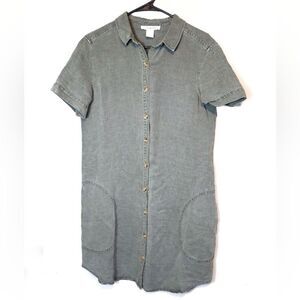 Lucky Brand Green Denim Button Down Dress Size Large